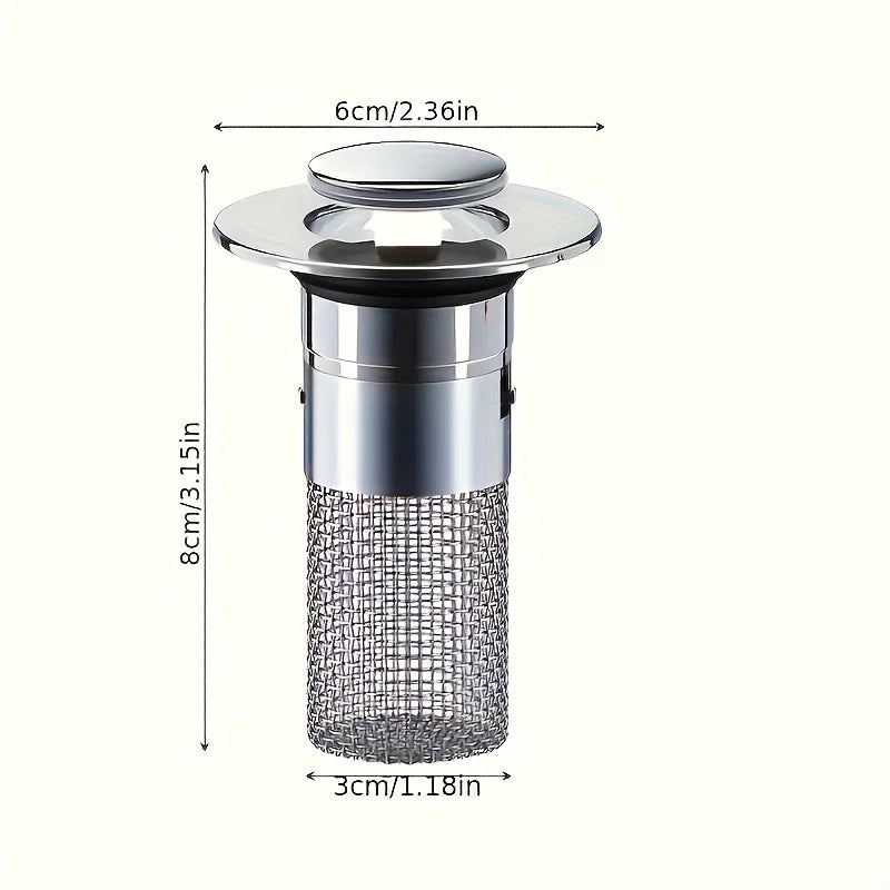 1 Stainless Steel Telescopic Sink Drain Plug, Bathroom Hair Filter Screen, Easy to Install and Clean Double-Layer anti Fouling