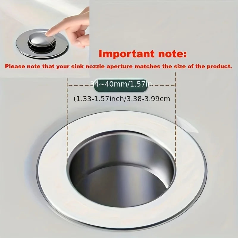 1 Stainless Steel Telescopic Sink Drain Plug, Bathroom Hair Filter Screen, Easy to Install and Clean Double-Layer anti Fouling