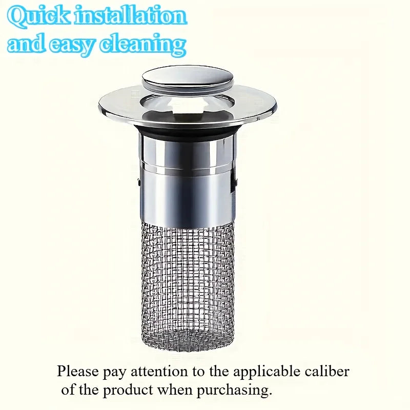 1 Stainless Steel Telescopic Sink Drain Plug, Bathroom Hair Filter Screen, Easy to Install and Clean Double-Layer anti Fouling